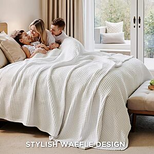 Bedsure Cooling Cotton Waffle Blanket
